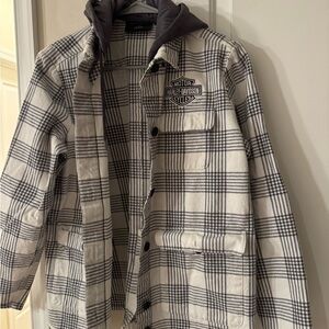 Harley-Davidson Men's Gray and Black Checkered Jacket